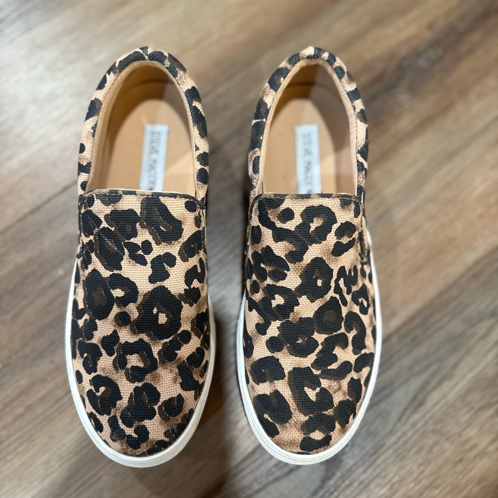 Steve Madden Tan and Black Leopard Kids Sneakers